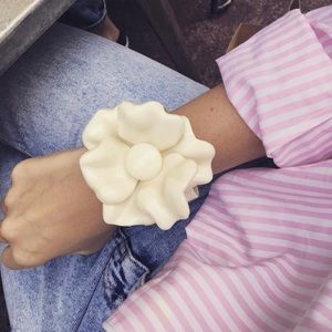 Oversized vintage flower cuff statement bracelet